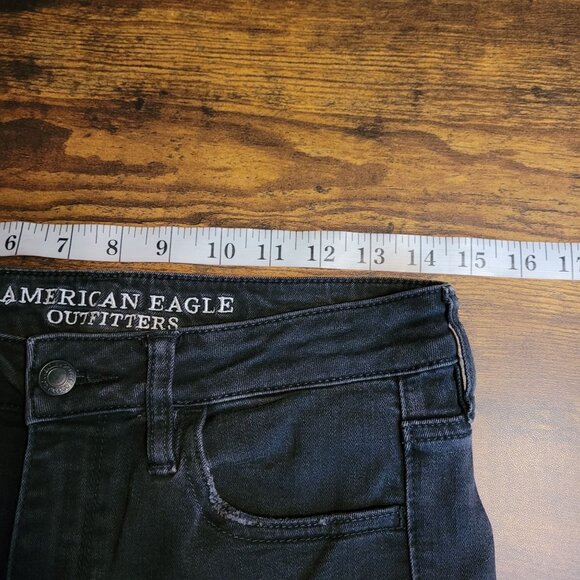 American Eagle Jeans 6 R Jegging Super Stretch Super Hi Rise Black Wash Denim - Picture 7 of 12